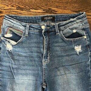 Just blue - straight jeans rainbow stitch in left front pocket